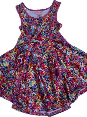 Terez Sprinkle Print Twirl Dress - Pink Trim